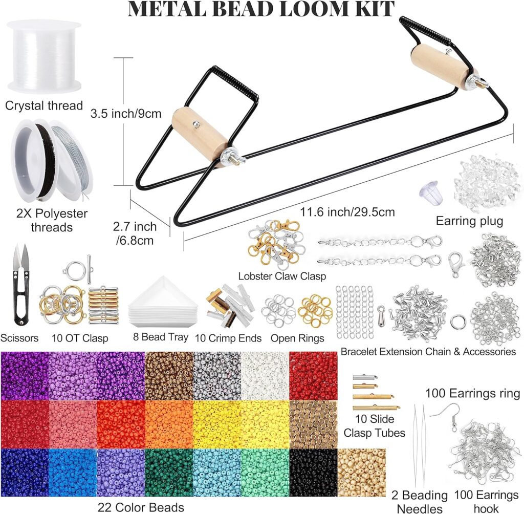PP OPOUNT Value Bead Loom Kit, 11343 PCS Loom Beading Supplies with Lots of Seed Beads, Complete Jewelry Making Tools and Accessories, Beading Loom Kits for Adults Jewelry Making Bracelets Belts