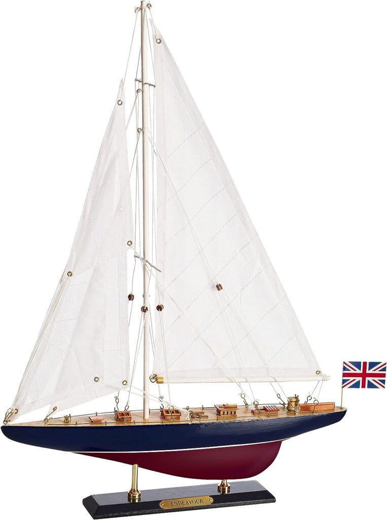 SAILINGSTORY Wooden Sailboat Model Ship Sailboat Decor Yacht Endeavour 1/100 Scale 1934 Americas Cup Replica