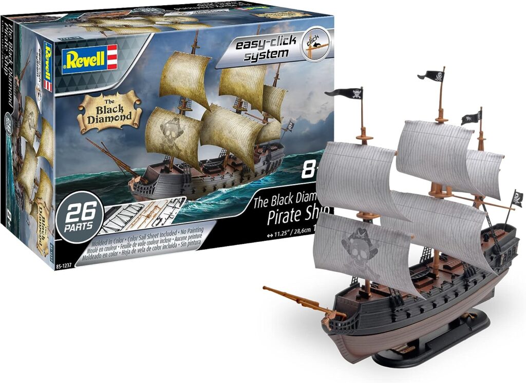 Revell 85-1237 Black Diamond Pirate Ship Kit 1:350 Scale Easy-Click-System 26-Piece Skill Level 2 Plastic Model Building Kit