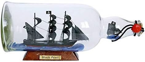 Hampton Nautical Black Pearl Model Ship in a Glass Bottle 11 - Famous Pirate Ship - Boat Model