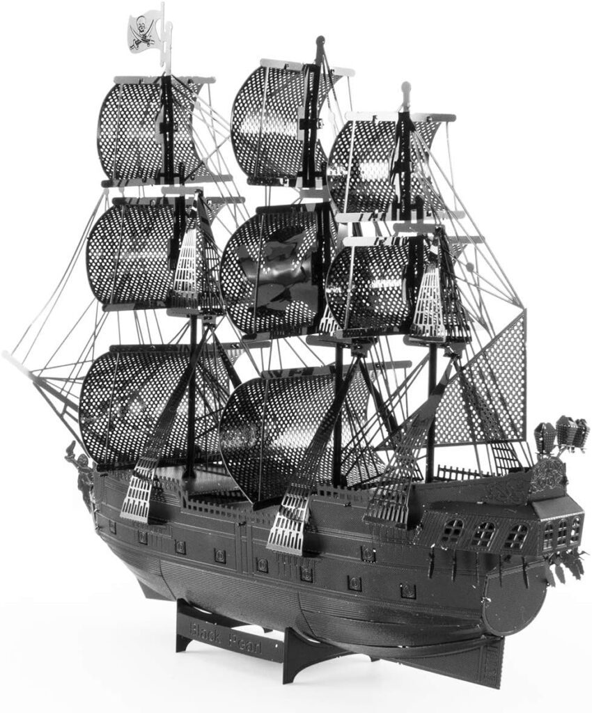 Metal Earth 3D Puzzle Boat Black Pearl Black Metal Puzzle Pirates of The Caribbean Building Models for Adults Moderate Level 14.61 x 4.45 x 11.43 cm