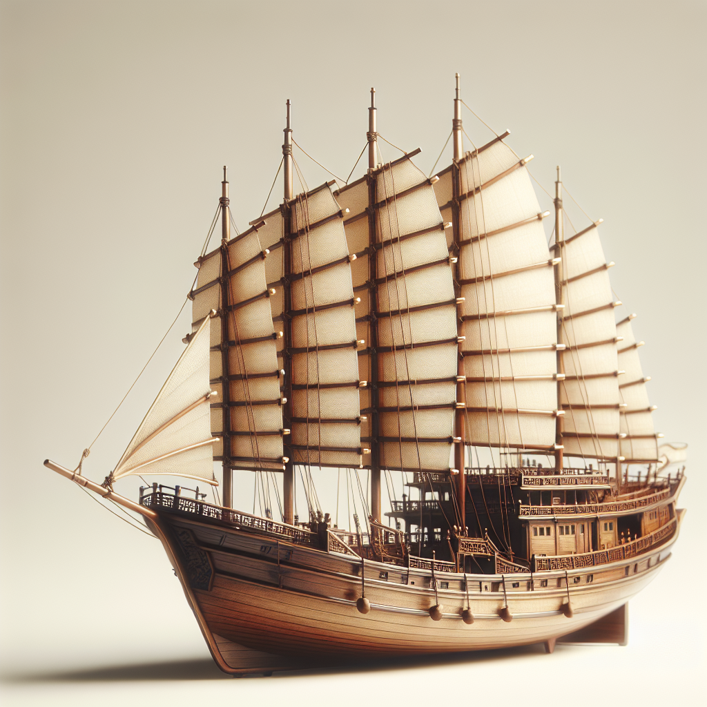 Junk Model Invention Old Modern Handicrafts B405 Chinese Junk Model Ship Natural Review