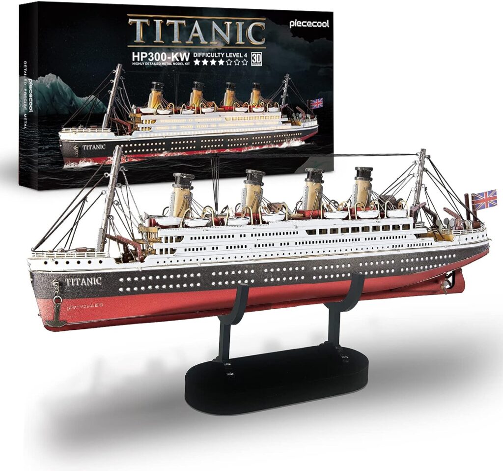 Piececool 3D Puzzles for Adults, Titanic Metal Ship Model Building Kits, Difficult Watercraft Cruise DIY Arts and Crafts Birthday Christams Gifts for Men Women Couples Desk Decor