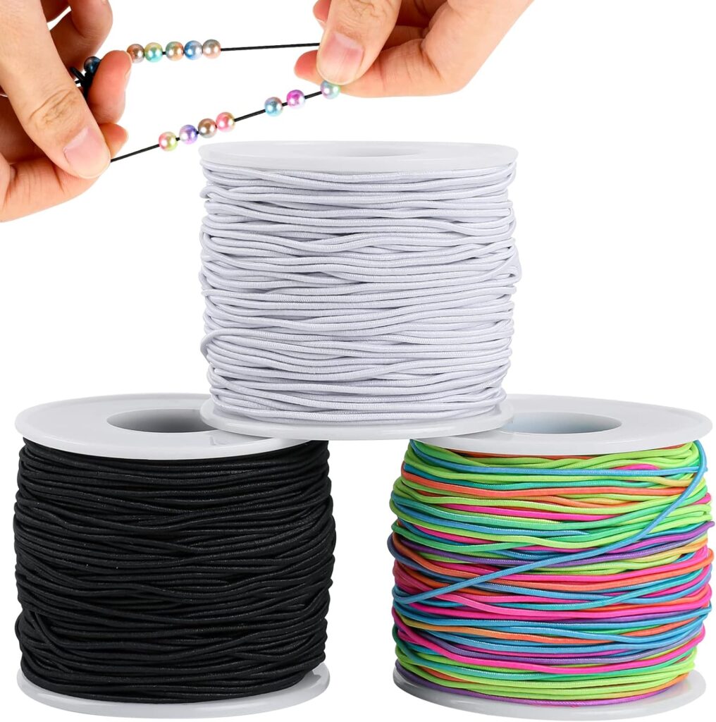 3 Roll 1mm Stretchy Bracelet String Elastic String for Bracelets Jewelry Making, Elastic Cord for Bracelet Making, Necklaces, Beading and Crafts