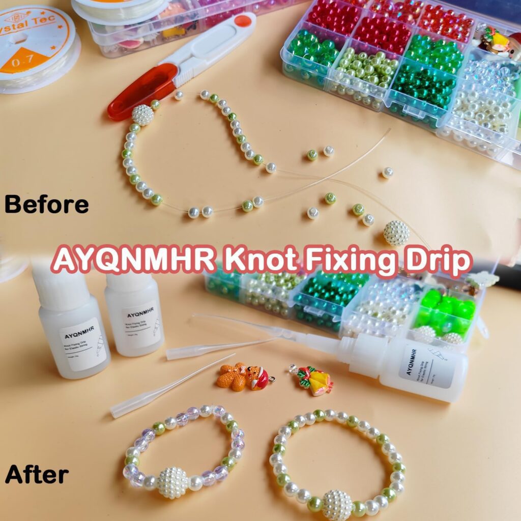 3PCS Professional Bracelet Kont Fixing Drip for Elastic String, Keep Bracelet String Knot Stay Tied for DIY Craft Jewelry Making Kit