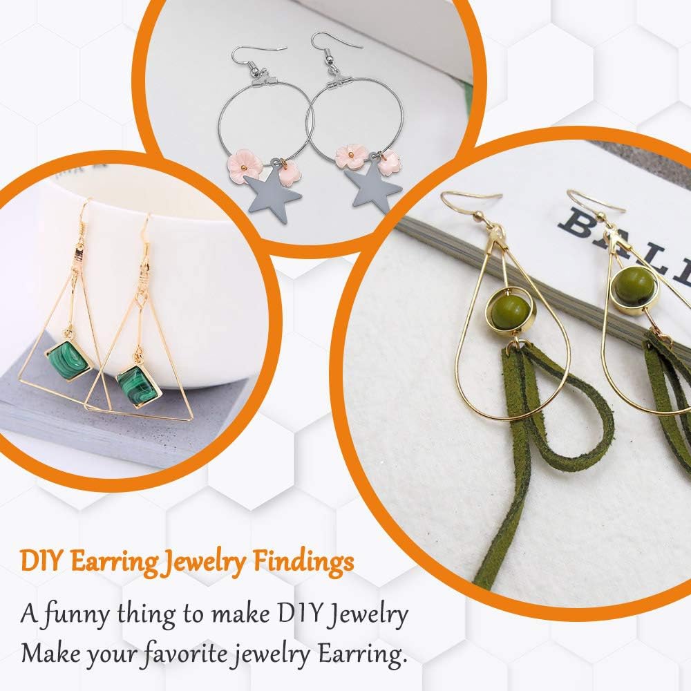96Pcs Earrings Beading Hoop Set for Jewelry Making,Earring Finding Triangle Teardrop Round Beading Hoop Earrings Bulk with 200Pcs Earring Hooks Hoops Wires for DIY Craft Earring Jewelry Making Earring