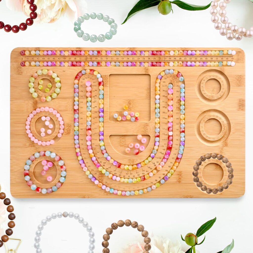 Aohcae Bead Boards for Jewelry Making, Bamboo Jewelry Design Board for Jewelry Bracelet Making, Beading Trays Jewelry Design Mats for Jewelry Making, Bracelet, Necklaces, DIY Design