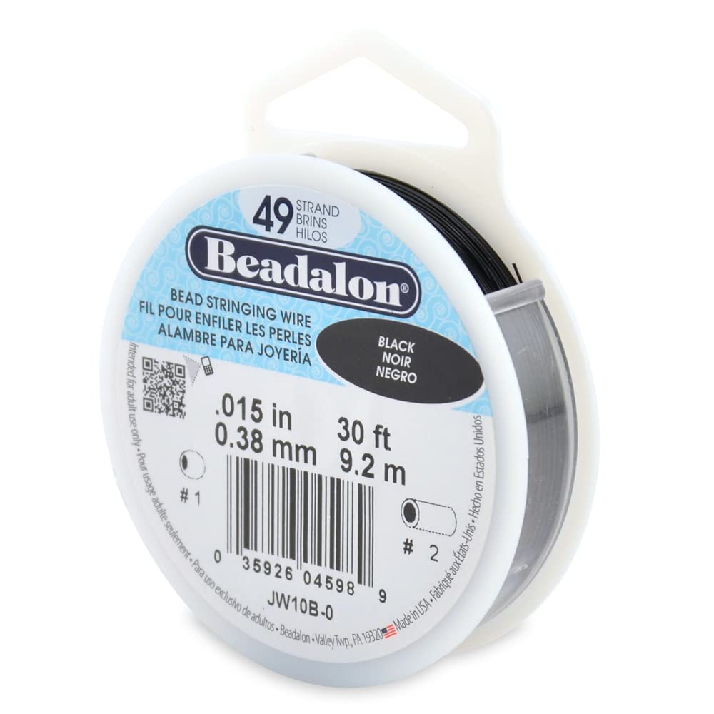Beadalon 49 Strand Stainless Steel Bead Stringing Wire, 024 in / 0.61 mm, Satin Silver, 30 ft / 9.2 m