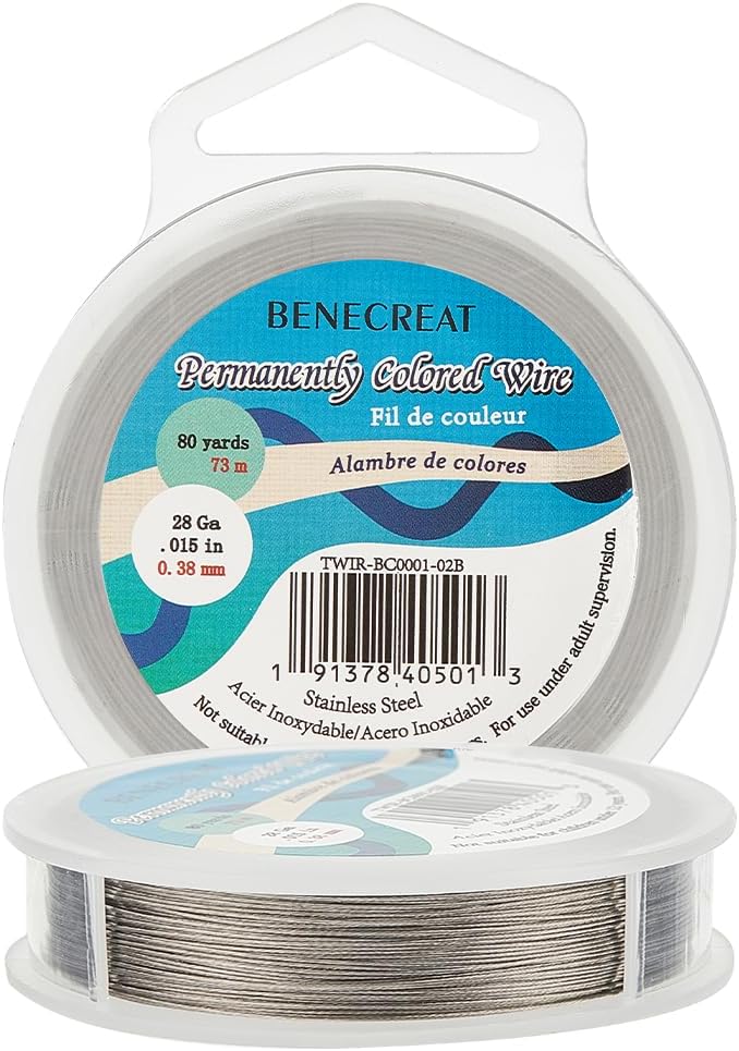BENECREAT 240-Feet 0.015inch (0.38mm) 7-Strand Bead String Wire Nylon Coated Stainless Steel Wire for Necklace Bracelet Beading Craft Work