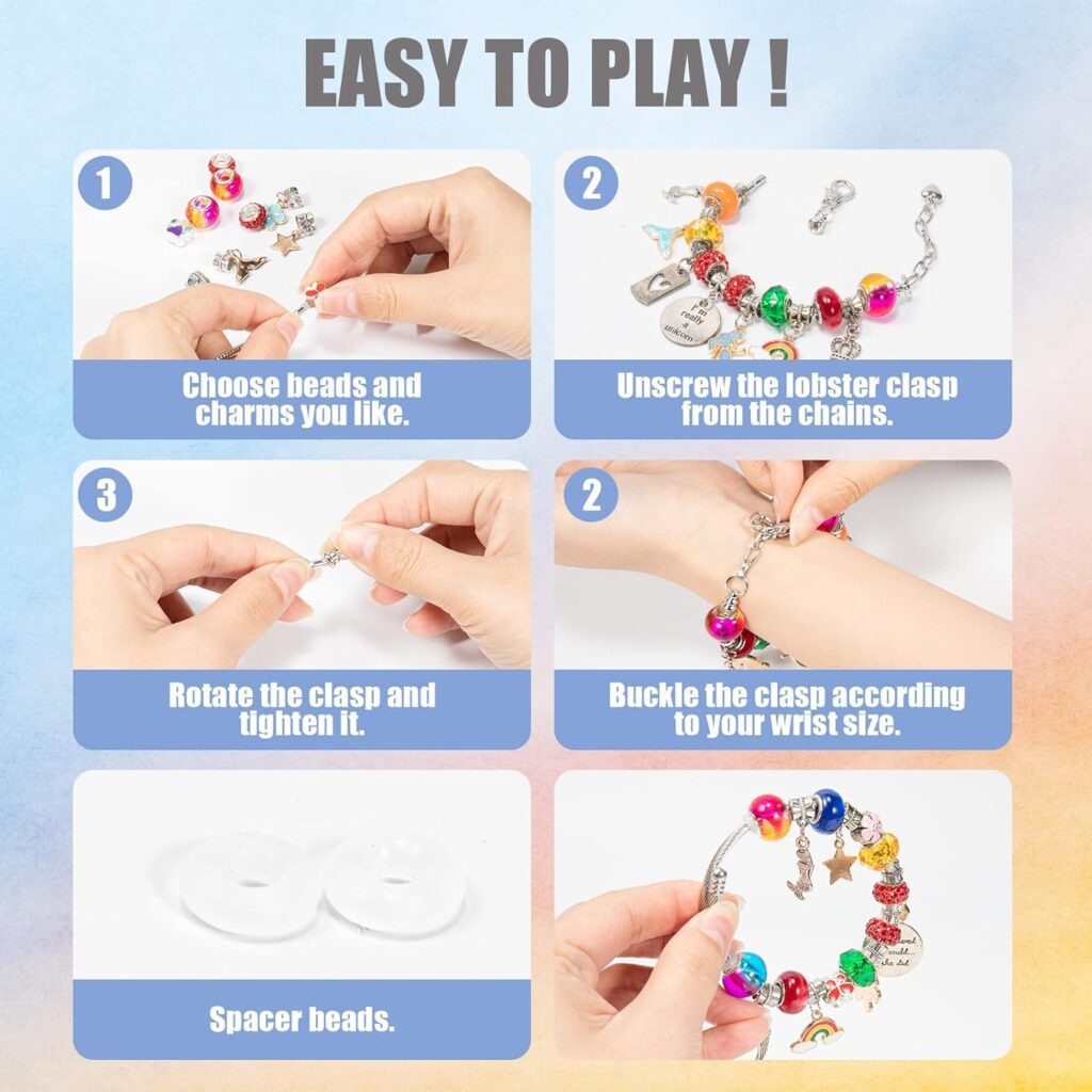 CIHOPE Charm Bracelet Making Kit, DIY Jewelry Making Kit for Girls Birthday Gifts, Mermaid/Unicorn Girls Toys Arts and Crafts for Kids Ages 6-12