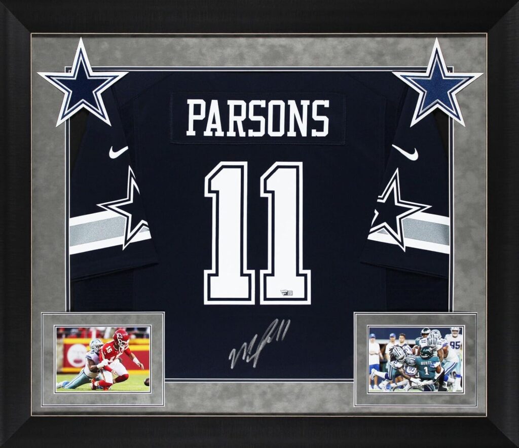 Cowboys Micah Parsons Signed  Framed Navy Blue Nike Game Jersey Fanatics - Sports Memorabilia