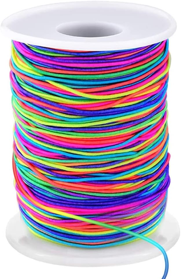 Elastic String for Bracelets, 1mm x 330 Feet Sturdy Rainbow Elastic Cord for Jewelry Making, Necklaces, Beading and Crafts