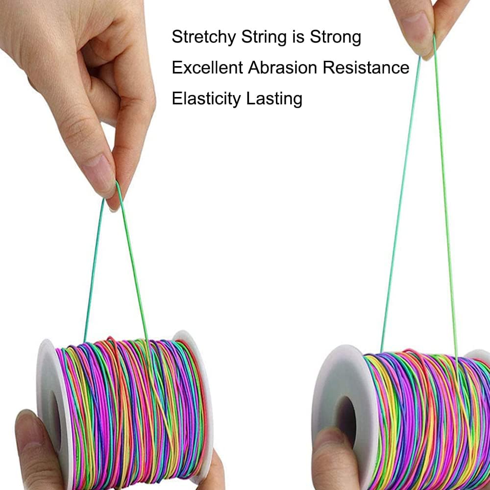 Elastic String for Bracelets, 1mm x 330 Feet Sturdy Rainbow Elastic Cord for Jewelry Making, Necklaces, Beading and Crafts