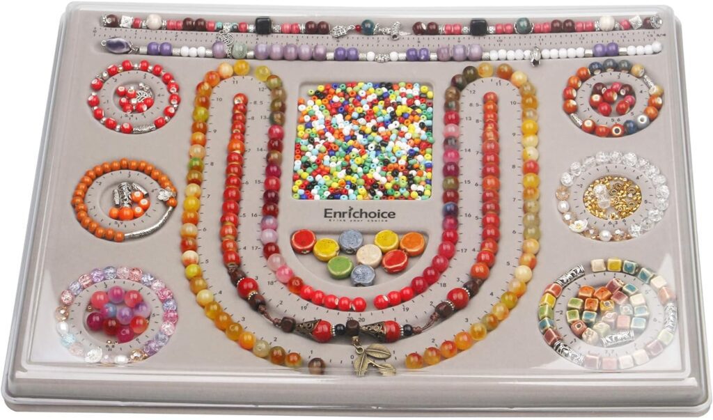 Enrichoice Combo Beading Board with Cover - Grey Flocked Jewelry Design Board for Necklace and Bracelet Making, Beading Mats, Trays, Bead Board for Beading  Jewelry Making