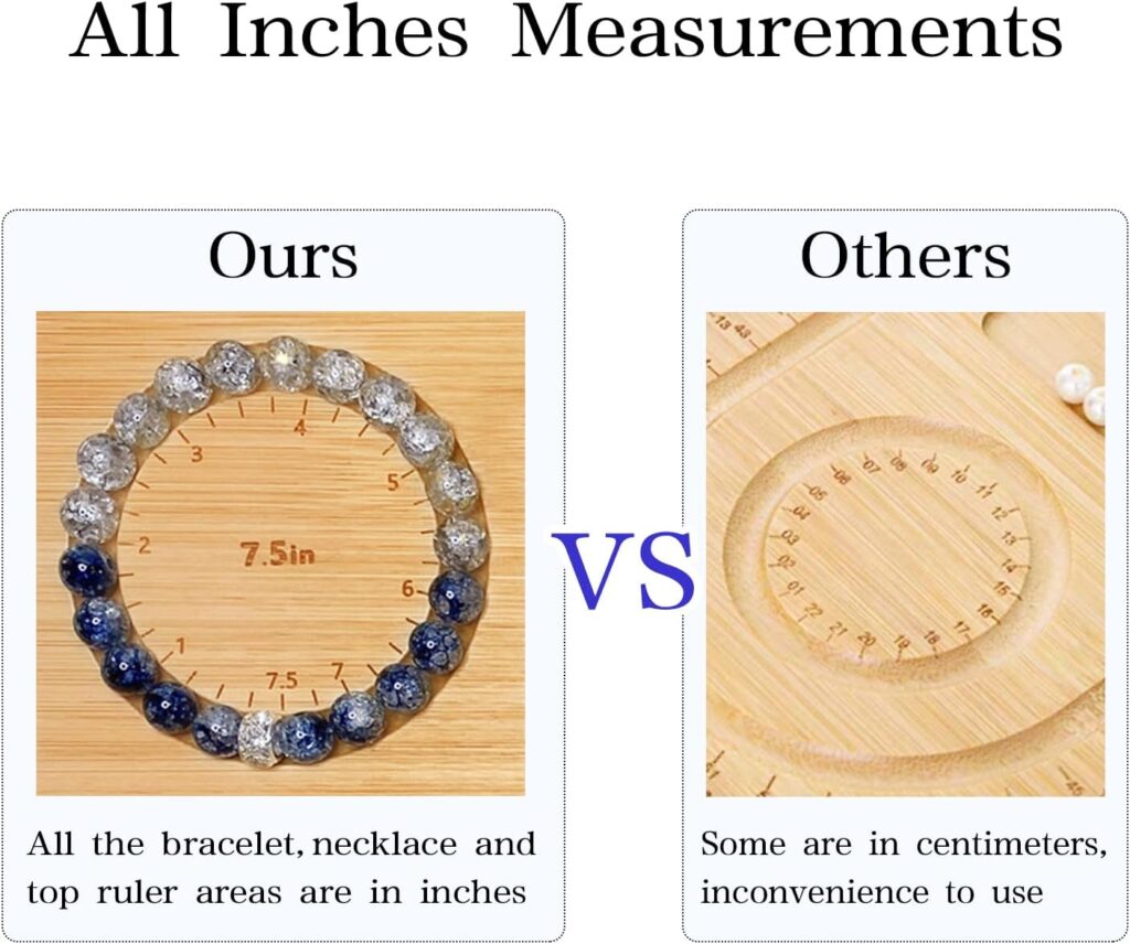 Favonuovy Bead Boards for Jewelry Making Bamboo Bracelet Measurement Board 4.5 5 5.5 6 6.5 7 7.5 All in Inches Beading  Jewelry Making Trays Mats Wooden Bracelets and Necklace Design Board