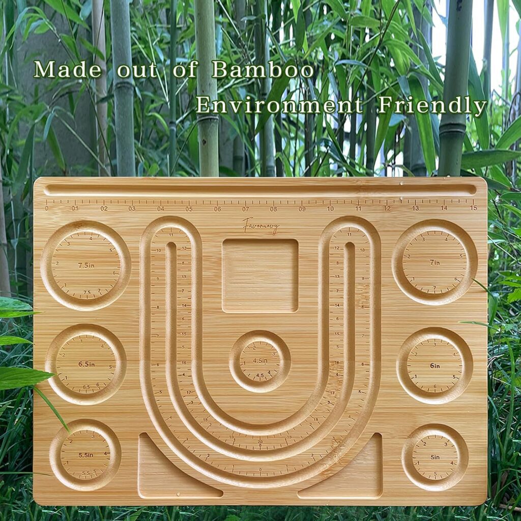 Favonuovy Bead Boards for Jewelry Making Bamboo Bracelet Measurement Board 4.5 5 5.5 6 6.5 7 7.5 All in Inches Beading  Jewelry Making Trays Mats Wooden Bracelets and Necklace Design Board