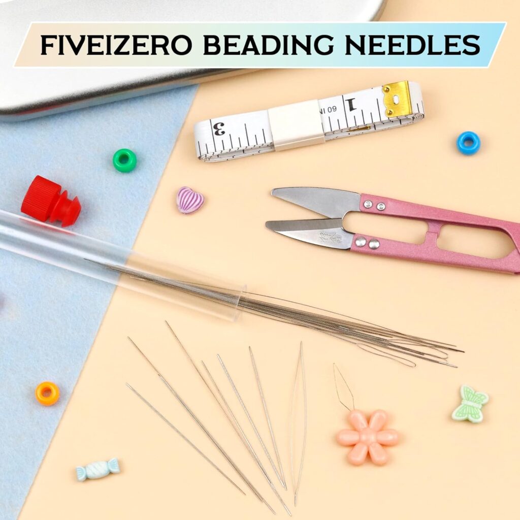 FIVEIZERO 26 Pieces Beading Needles Set, 6 Sizes Seed Beads Needles Big Eye Beading Needles Collapsible Beading Needles Set for Jewelry Making