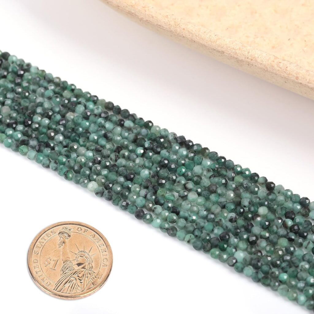 FONNEY 3mm Faceted Natural Stone Beads for Jewelry Making AAA Quality Gemstone Beads Mix Emerald Beads 120pcs Micro Laser Cut Round Loose Beads Charms for DIY Jewelry 16.5Healing Stone Beads