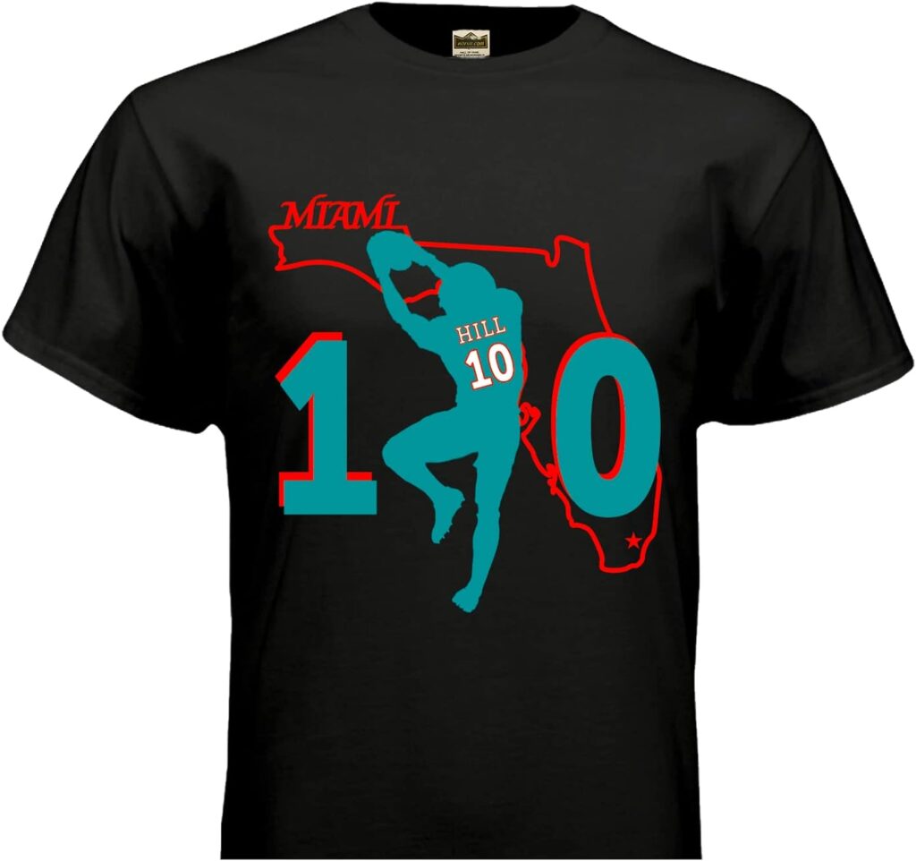 HOFSM.COM Hall of Fame Sports Memorabilia Tyreek Hill Miami Signature T-Shirt Football Shirt
