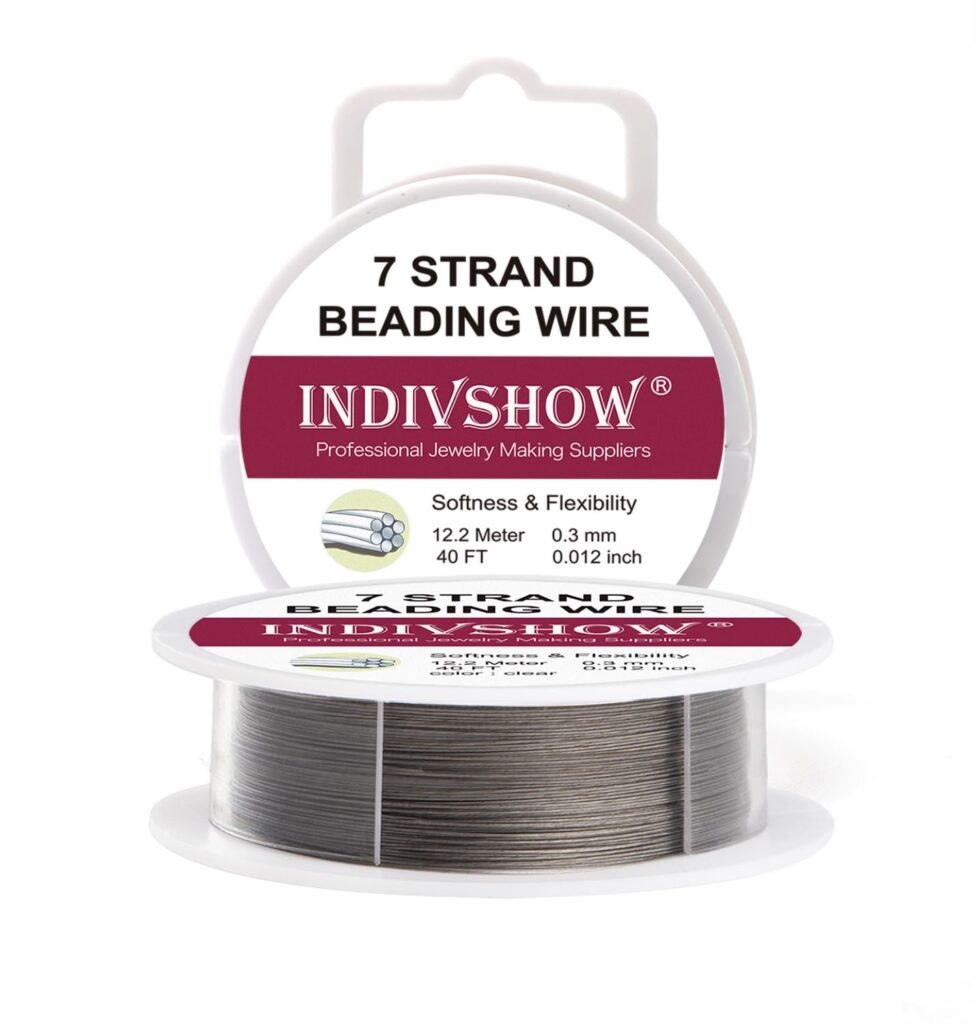 INDIVSHOW 7 Strand Beading Wire，40FT/0.3mm Tiger Tail Wire for Jewelry Making Stand Threading Necklace Bracelet Crafts