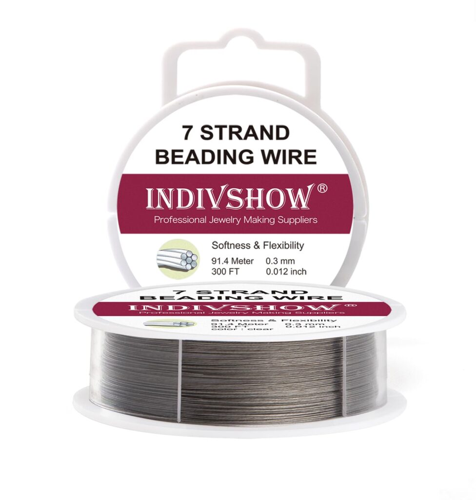 INDIVSHOW 7 Strand Beading Wire，40FT/0.3mm Tiger Tail Wire for Jewelry Making Stand Threading Necklace Bracelet Crafts