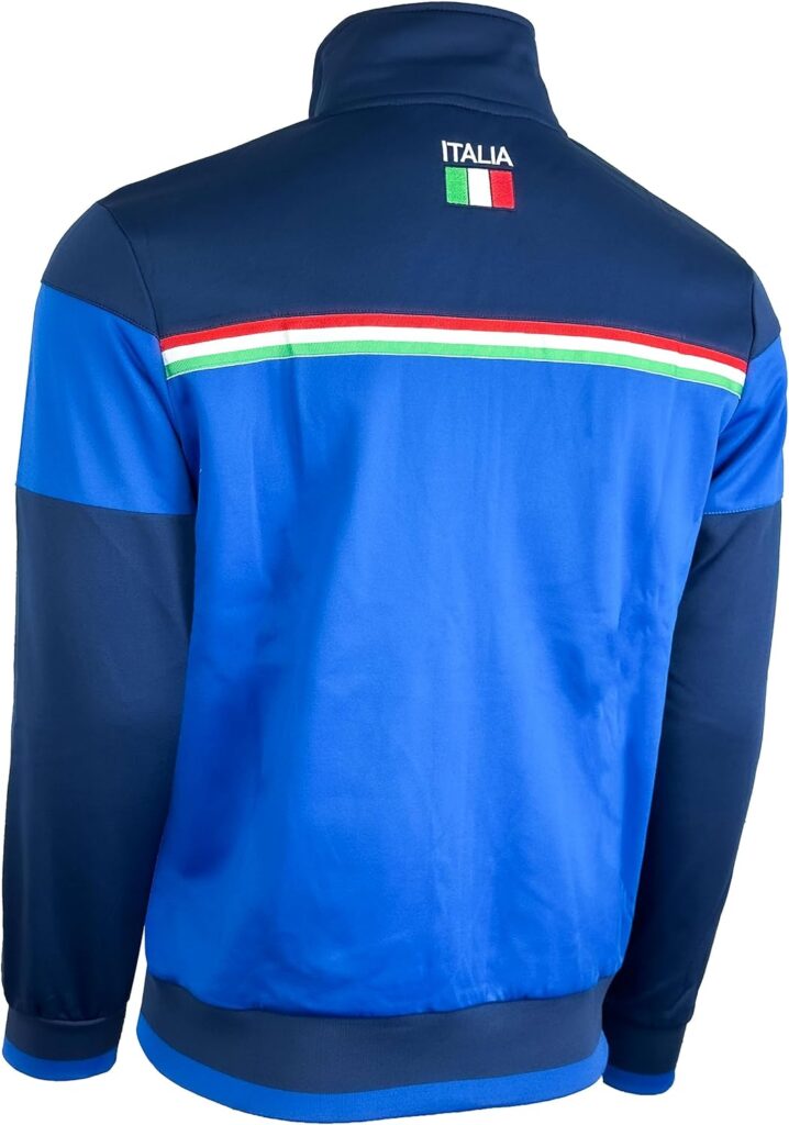 Mens Italy Jacket, Full Zip Italia Soccer Track Jacket With Zipper Pockets