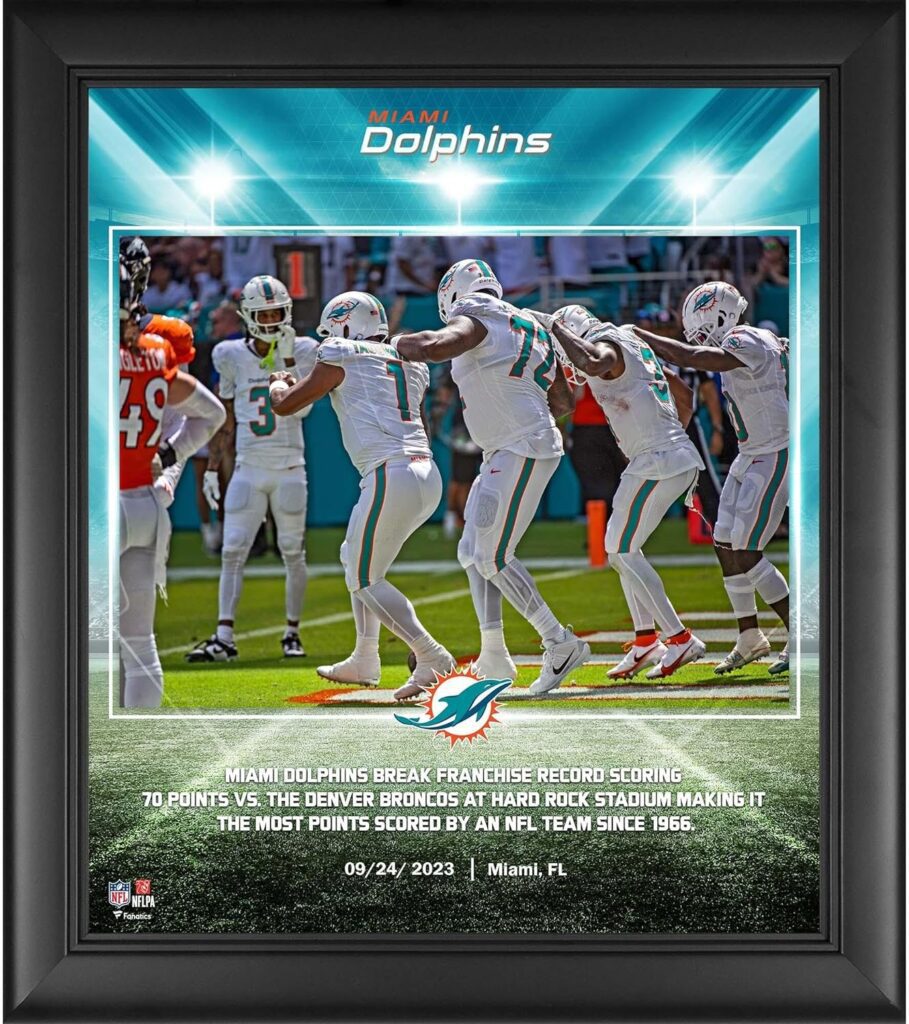Miami Dolphins Framed 15 x 17 70 Point Franchise Record Collage - NFL Team Plaques and Collages