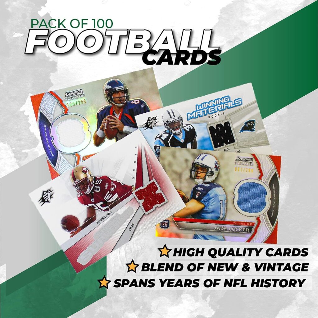 NFL Football Cards Collection Gift Set | 100x Official Football Cards | Guaranteed 2 NFL Relic, Autograph, or Jersey Cards | 2023  2022 Football Cards Box | Cosmic Gaming Collections