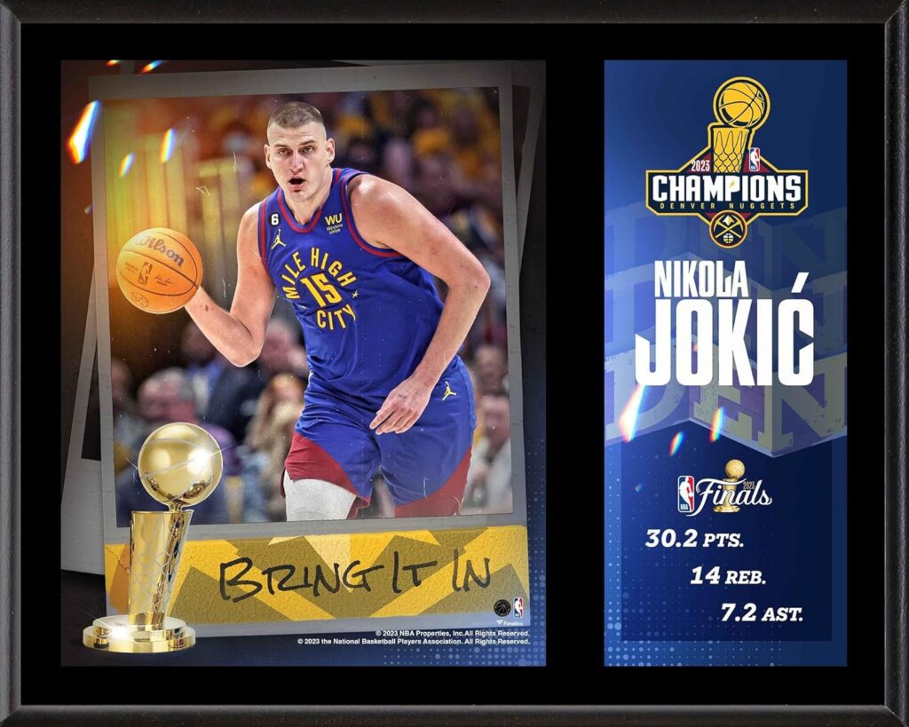 Nikola Jokic Denver Nuggets 12 x 15 2023 NBA Finals Champion Sublimated Player Plaque - NBA Team Plaques and Collages