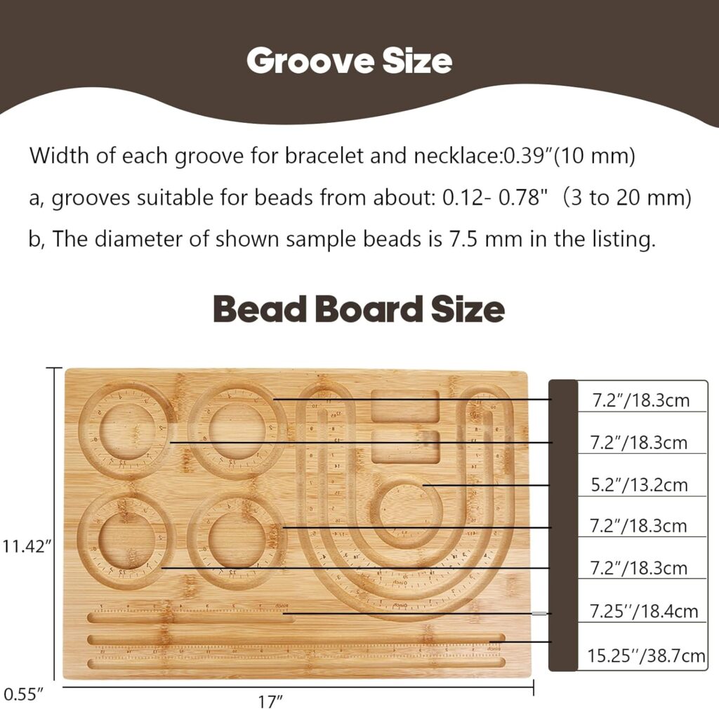 Orientrea Bamboo Combo Beading Board for Jewelry Bracelets Necklaces Making, Bamboo Bead Design Board for Jewelry Making, Bead Plate, Beading Mats Trays, DIY Design