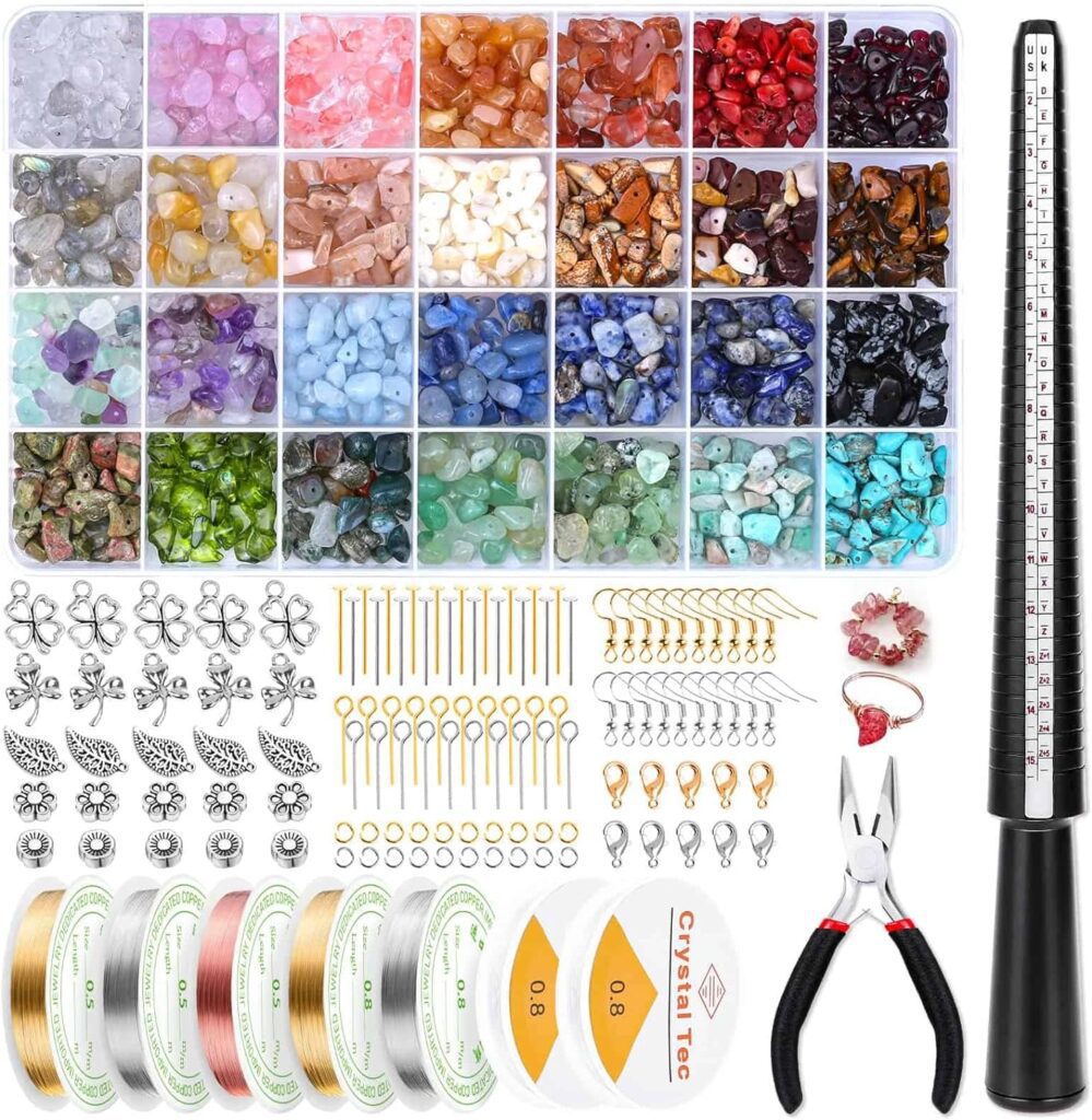 selizo Jewelry Making Supplies Kit for Adults Women with Crystal Beads, Ring Making Kit Earring Kit Necklace Making kit with Jewelry Wire, Pliers and Jewelry Making Beads for Jewelry Making