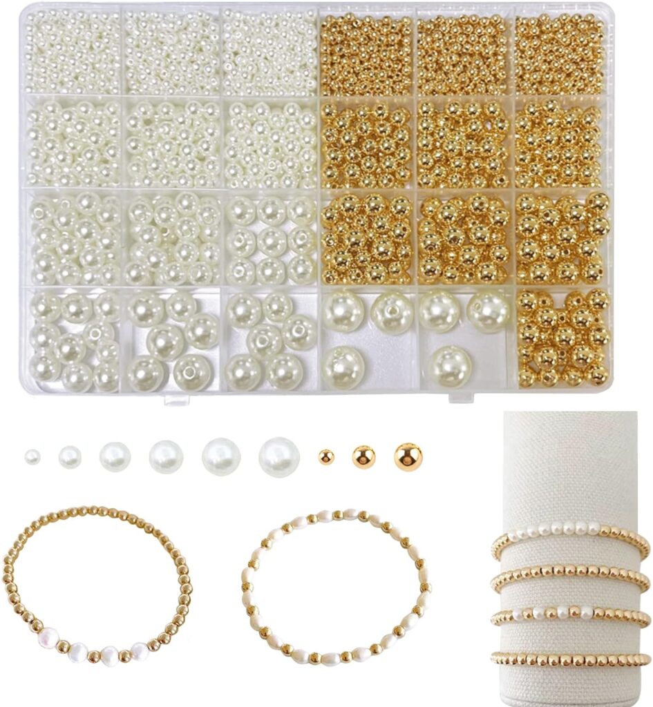 SEMATA 750Pcs Beads for Bracelets Making Kit DIY Pearl Jewelry Adults Charms String Crystal Girls Supplies