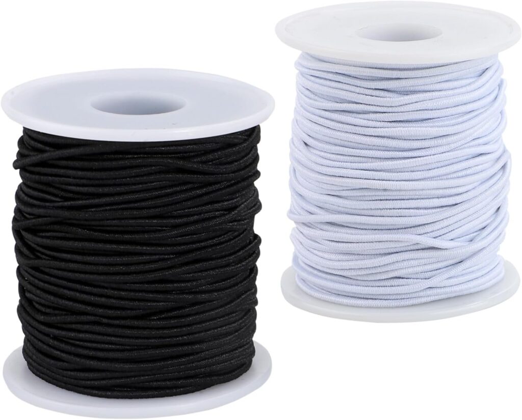 Stretchy Bracelet String, 2 Rolls 1.5 mm Elastic String Cord for Bracelets,Jewelry Making, Necklaces, Beading and Crafts (BlackWhite)
