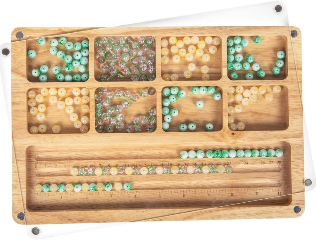 Svartur Wood Bead Board with Lid, Bracelet Board with Measurements, Beading Tray for Jewelry Making, Anklets  Bracelet Wooden Bead Design Tray with Cover 11.81 X 7.87 X 0.62