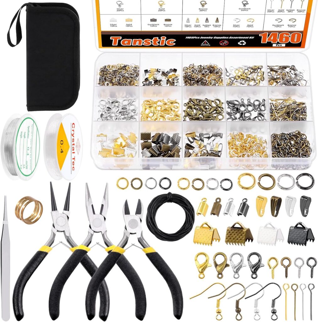 1469Pcs Jewelry Making Supplies Kit, Jewelry Making Kit with Jewelry Making Tools, Jewelry Pliers, Jewelry Wires, Jewelry Findings Supplies and Storage Bag for Jewelry Repair and Beading