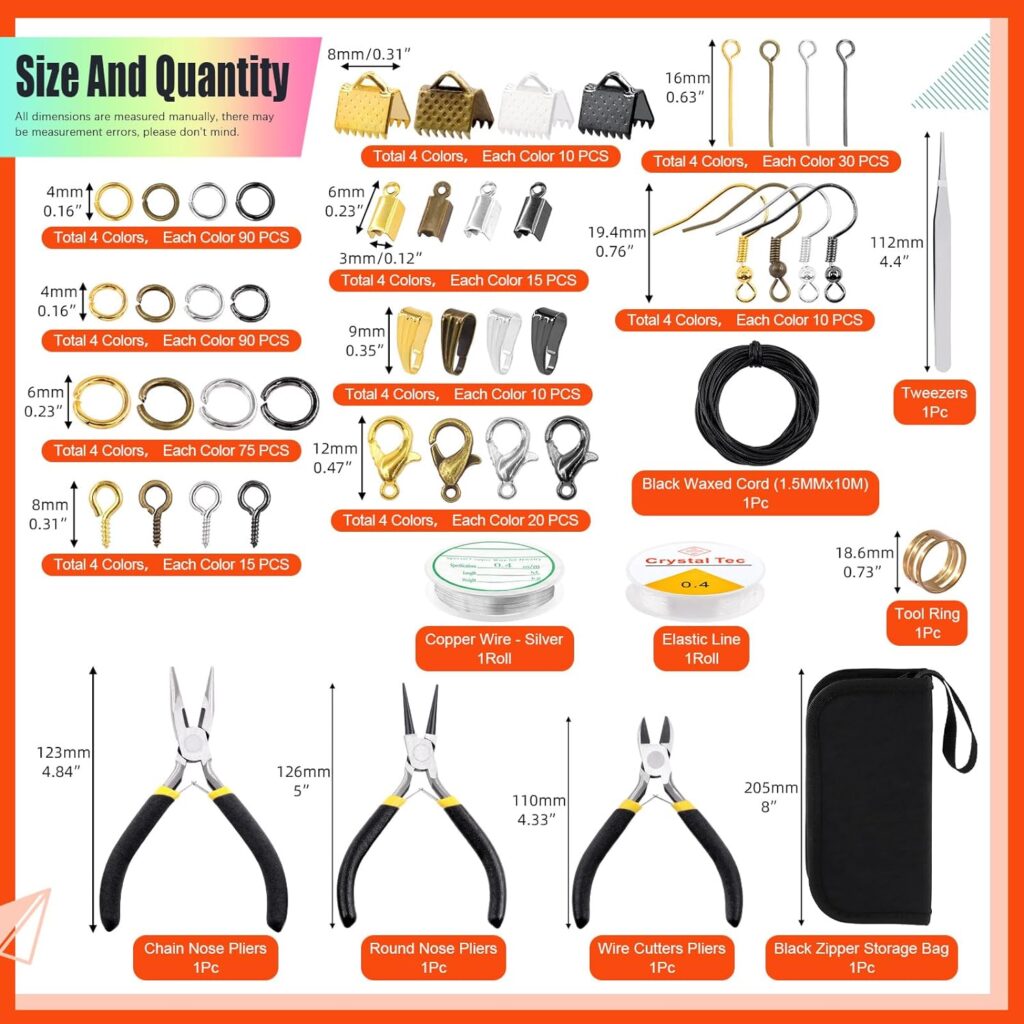 1469Pcs Jewelry Making Supplies Kit, Jewelry Making Kit with Jewelry Making Tools, Jewelry Pliers, Jewelry Wires, Jewelry Findings Supplies and Storage Bag for Jewelry Repair and Beading