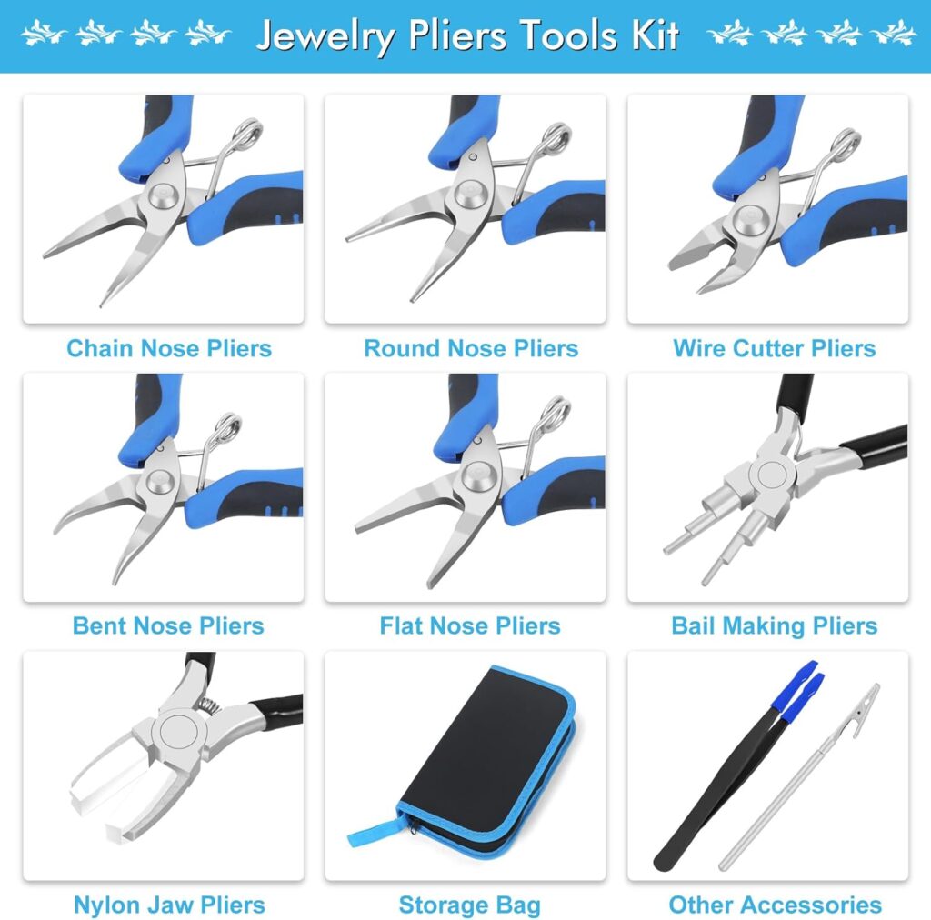 Jewelry Pliers Set Jewelry Making Tools Kit, Micro Jewelry Pliers Kit, Bracelet Tool Jewelry Helper, Jewelry Tweezers, Mini Pliers for Jewelry Making Supplies DIY Crafting Beading Repairing