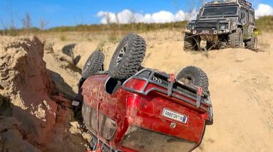 Overturned Odyssey: RC Cars Navigate Terrain & Rescue Perils!