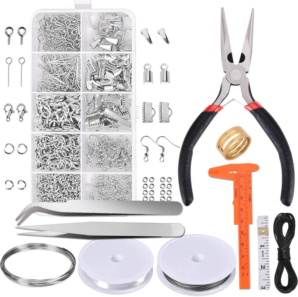 PAXCOO Jewelry Making Supplies Kit - Jewelry Repair Tool with Accessories Jewelry Pliers Jewelry Findings and Beading Wires for Adults and Beginners