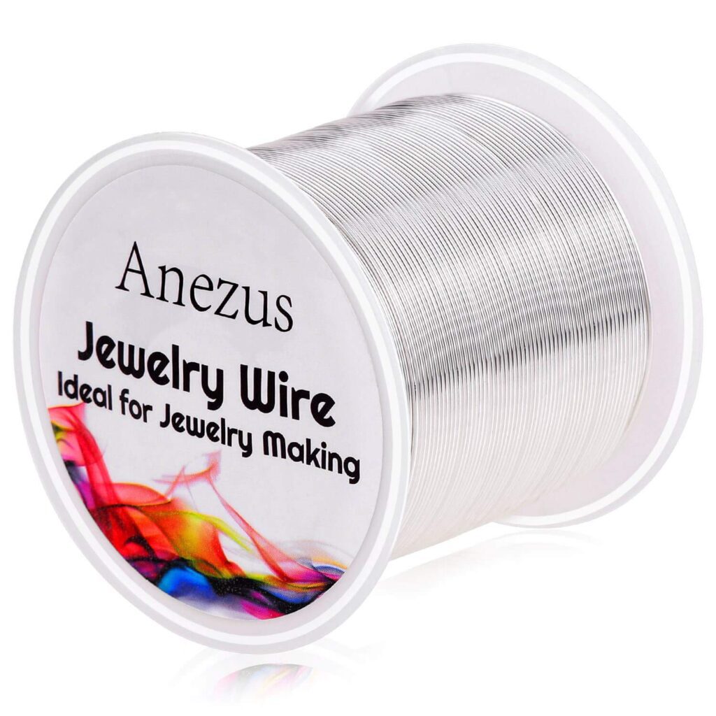 22 Gauge Jewelry Wire, Anezus Craft Wire Tarnish Resistant Copper Beading Wire for Jewelry Making Supplies and Crafting (Silver, 49 Yards/45 Meters)