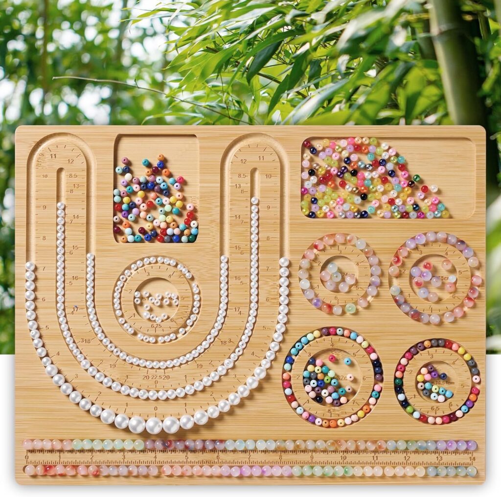 Beading Board for Jewelry Making, Bamboo Bead Boards for Jewelry Bracelet Making, Bead Design Board, Beading Mats Trays for Jewelry Making, Bracelets, Necklaces