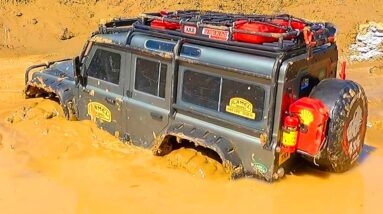 Epic Mud Rescue: RC Land Rover Defender and MAN KAT 6x6 Save the Day!