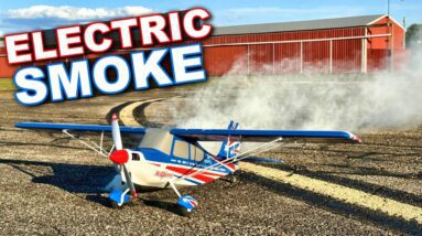 GENIUS SMOKE HACK for Electric RC Airplanes!!! - E-Flite Decathlon Red, White, and Blue RC Plane