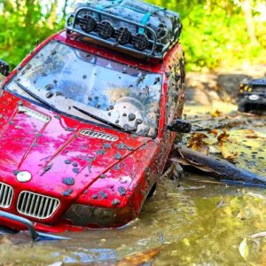 BMW X5 and Land Rover Defender - RC Trucks OFF Road MUD Adventures