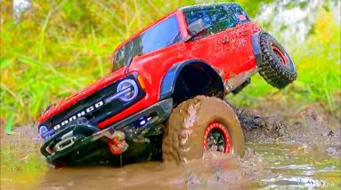 RC Cars Get Stuck in Super Deep Mud! Three Cars Save One!