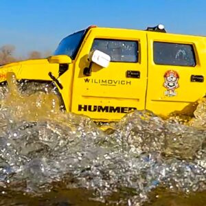 RC Car Hummer H2: Splashy Beach Run! ☀️💦 (Slow-Mo Action!)