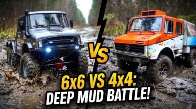 Unimog 6x6 vs 4x4! 😱 Deep Mud Battle & Push Rescue (No Winch)
